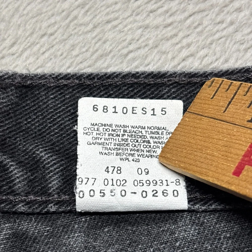 VTG‎ Levis 550 Jeans Mens 34x32 (Fits 31x31) Relaxed Fit Black Denim BLANK Tab